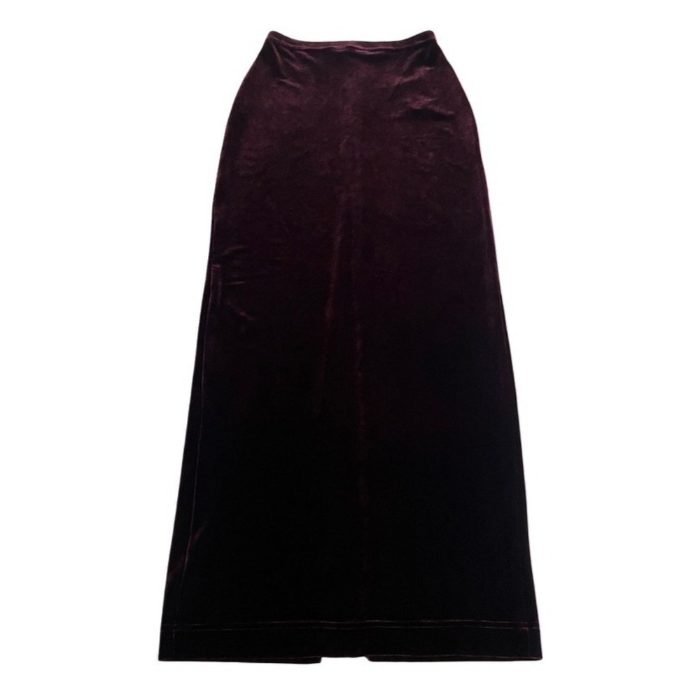 Vintage 90s Cache Velvet Maxi Skirt XS/S Burgundy High Rise Slit Goth Whimsigoth
